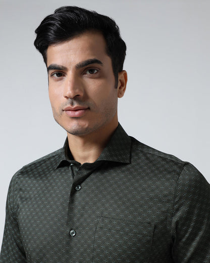 Dark Olive Printed Shirt - Cloud