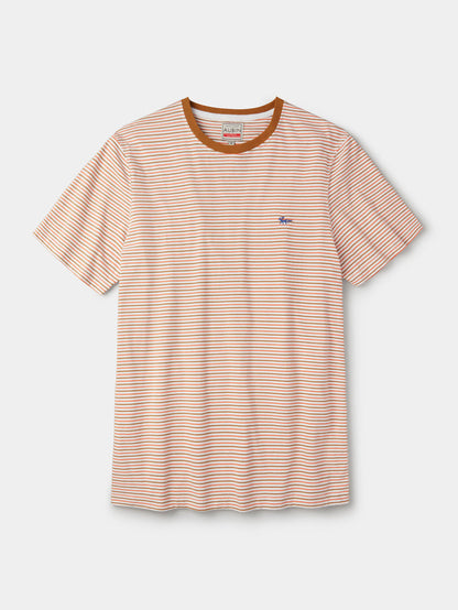 Aubin Orange Mix Deacon Feeder Stripe T-Shirt | T-Shirt