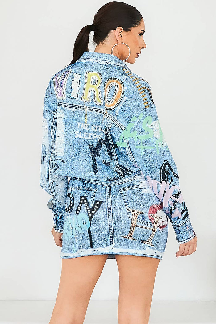 Style the Denim Effect Crop Jacket exclusively at Born To Glam