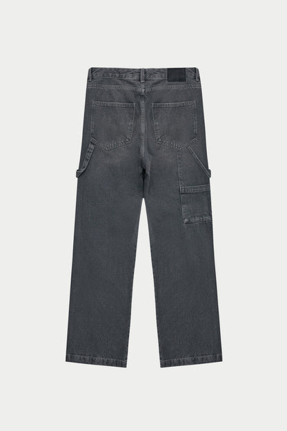 DENIM RIVET DETAIL CARPENTER JEANS - GREY WASH