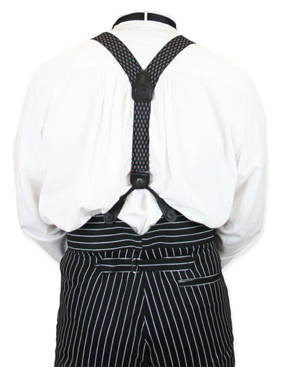 Diamond Elastic Y-back Suspenders - Black