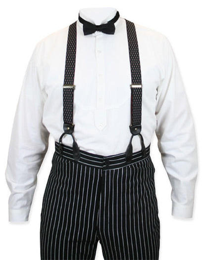Diamond Elastic Y-back Suspenders - Black