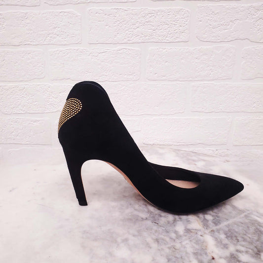 DIOR SUEDE HEELS WITH GOLD HEART - SIZE 35