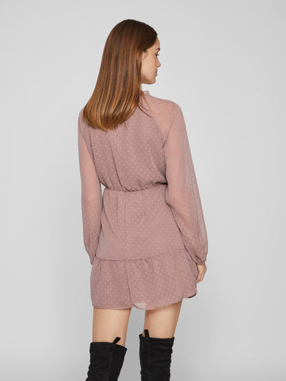 DOBBY L/S SHORT DRESS (TWILIGHT MAUVE)