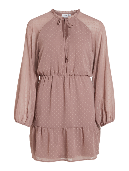 DOBBY L/S SHORT DRESS (TWILIGHT MAUVE)