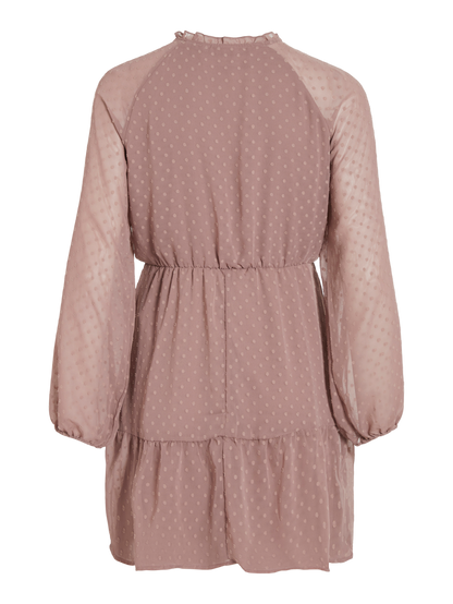 DOBBY L/S SHORT DRESS (TWILIGHT MAUVE)