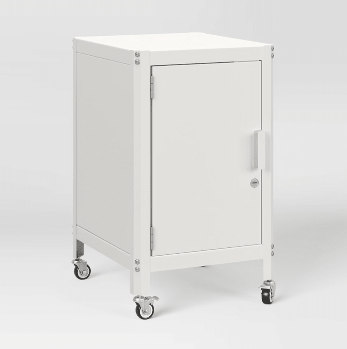 Dorm Metal Rolling Locker Storage Cabinet with Lock Chalk White - Wichita Home Outlet