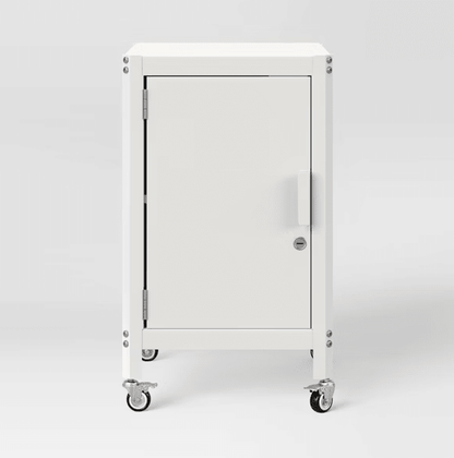 Dorm Metal Rolling Locker Storage Cabinet with Lock Chalk White - Wichita Home Outlet