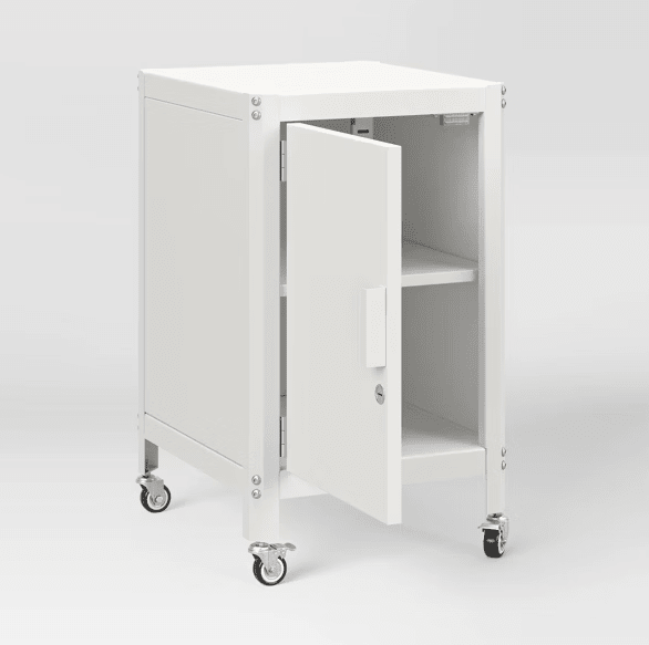Dorm Metal Rolling Locker Storage Cabinet with Lock Chalk White - Wichita Home Outlet