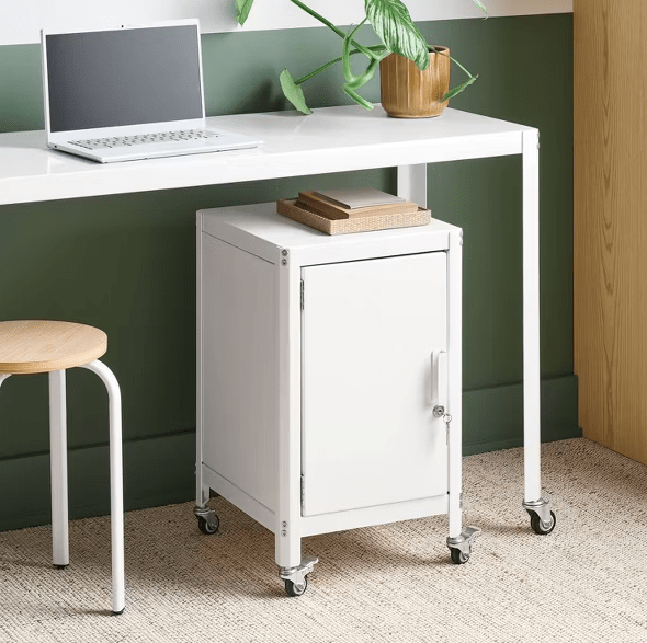 Dorm Metal Rolling Locker Storage Cabinet with Lock Chalk White - Wichita Home Outlet