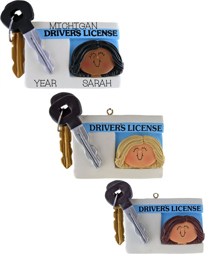 Driver's License, Female- Personalized Christmas Ornament