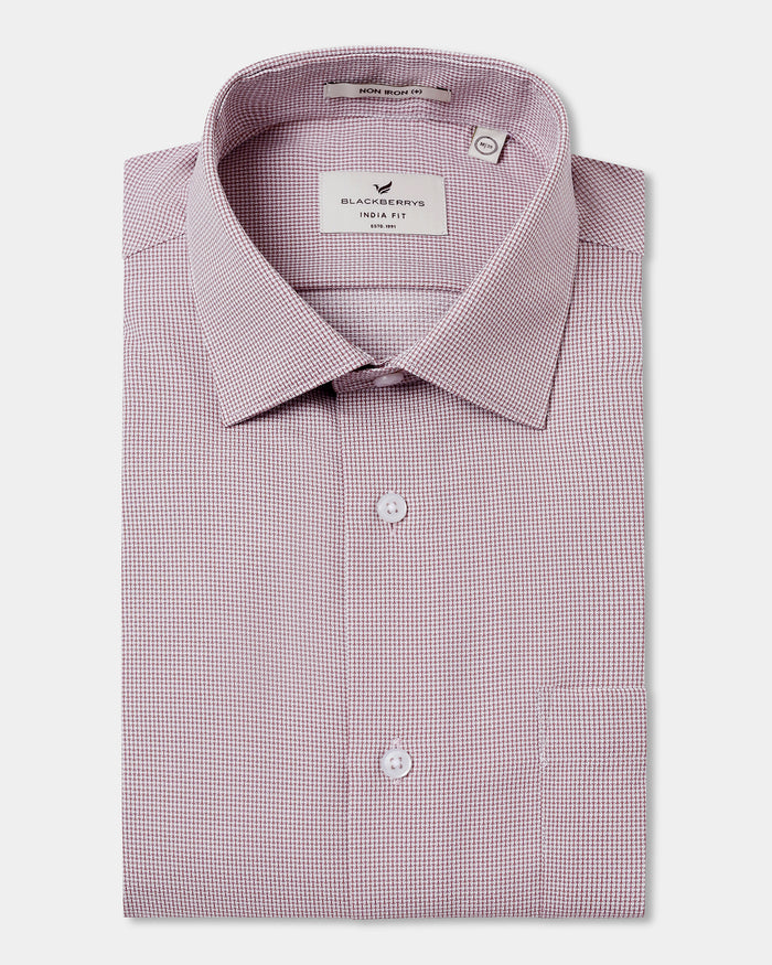 Dusty Pink Non Iron Textured Shirt - Russel E
