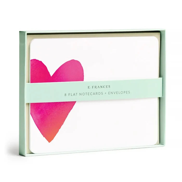 E. Frances Paper - Big Heart Flat Notecard Set, 8 Cards & Envelopes