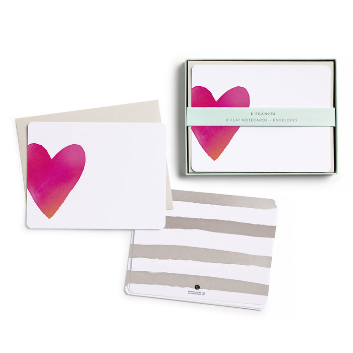 E. Frances Paper - Big Heart Flat Notecard Set, 8 Cards & Envelopes