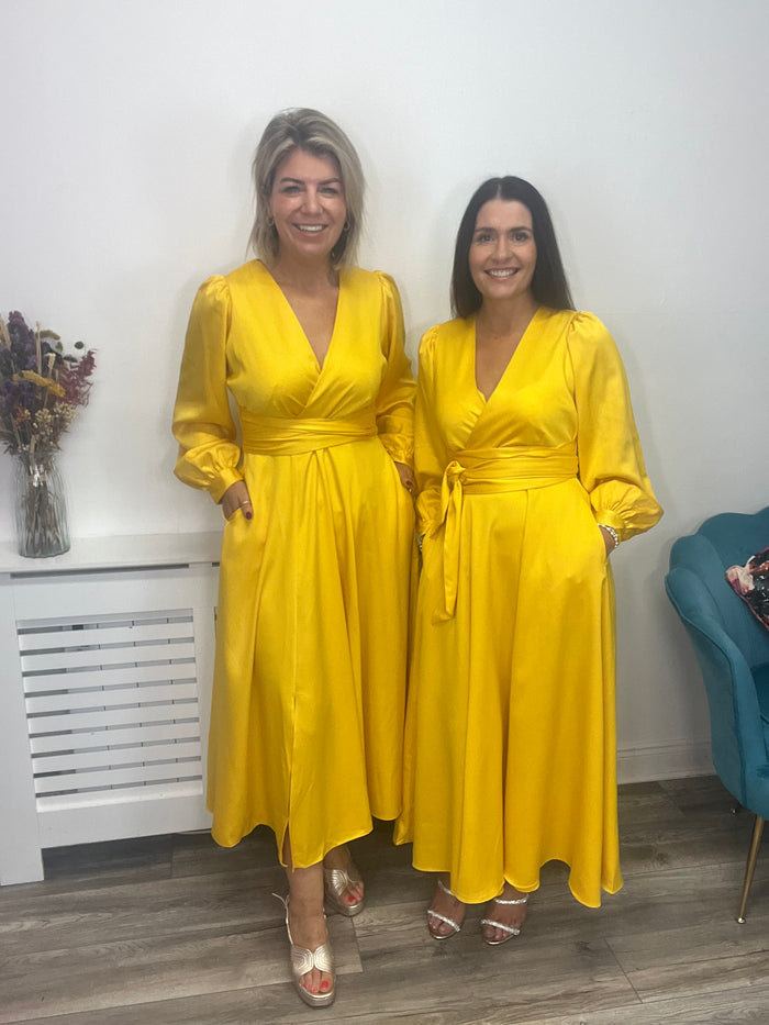 Earla Full Skirt Midi Dress (Yellow)