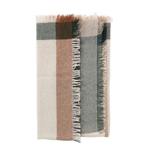 Earthy Block 100% Cashmere Square Scarf - FOREST GREEN - Heritage Of Scotland -