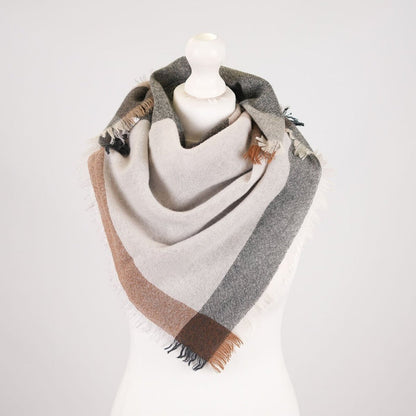 Earthy Block 100% Cashmere Square Scarf - MONOCHROME - Heritage Of Scotland -