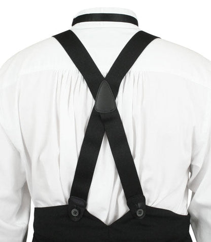 Black Elastic X-Back Braces (Long)