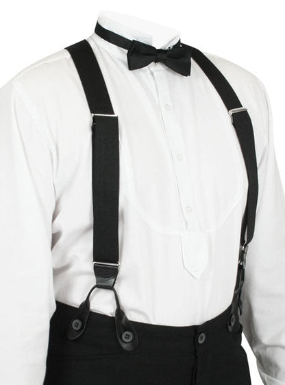 Black Elastic X-Back Braces (Long)