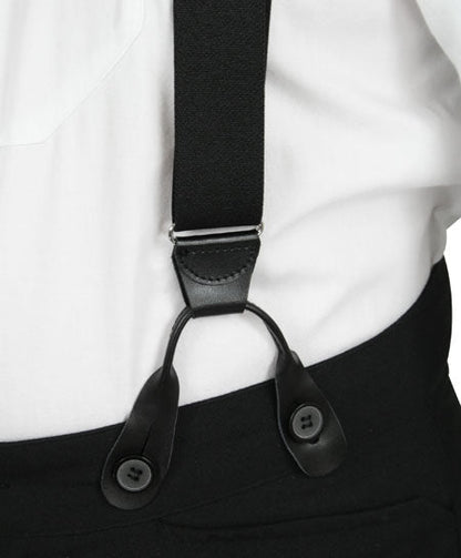 Black Elastic X-Back Braces (Long)
