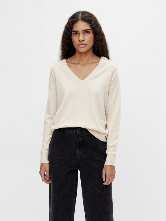 Eleana V-Neck Jumper (Sandshell)