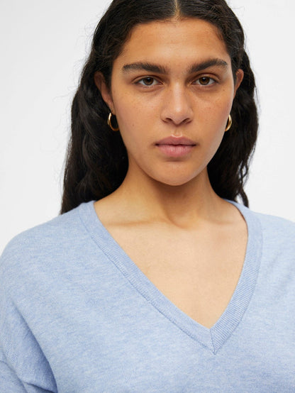 Eleana V-Neck Jumper (Serenity MELANGE)
