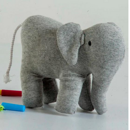 Elephant Machine Knitted Grey Stuffed Baby/Plush/Soft Toy | 100% Premium Cotton - Mojopanda Organic  Store