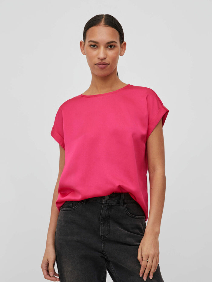 ELLE SATIN TOP (PINK YARROW)