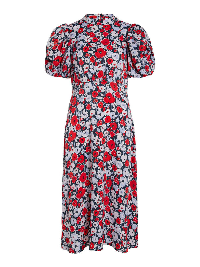 Elvita Midi Dress (Navy/Red)