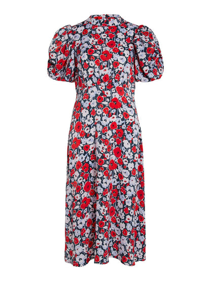 Elvita Midi Dress (Navy/Red)