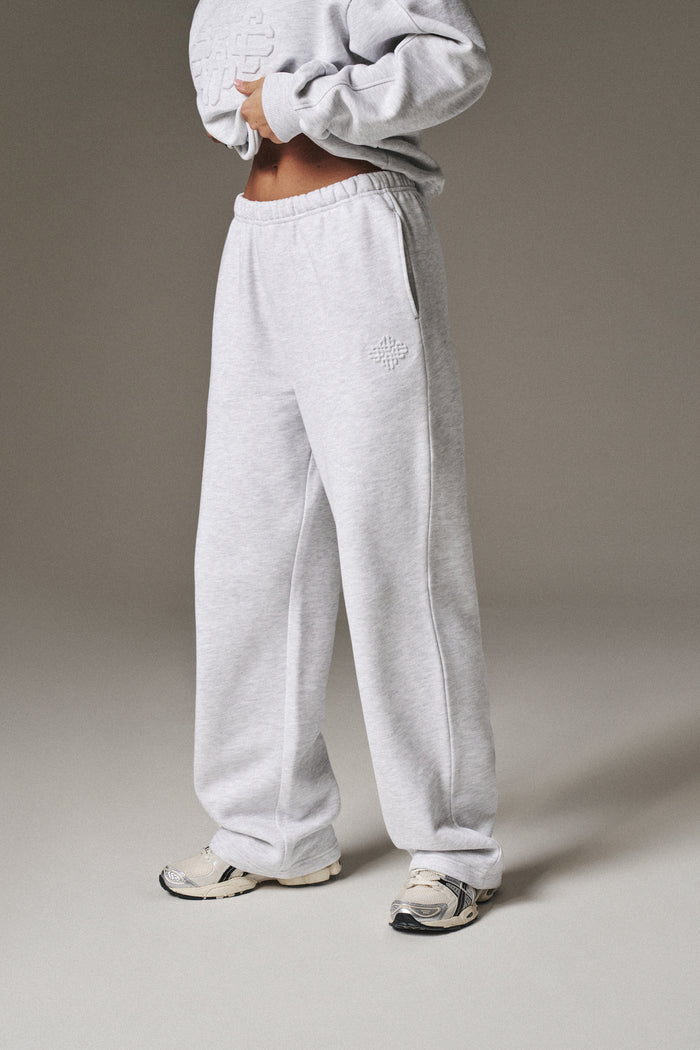 EMBOSSED STRAIGHT LEG JOGGERS - GREY MARL