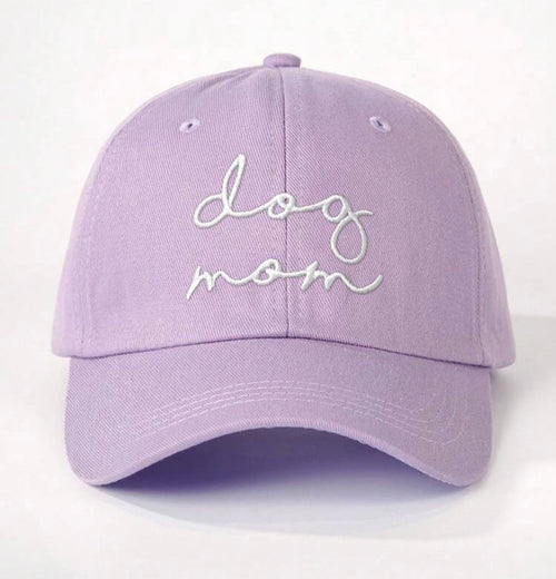 Embroidered "Dog Mom" Script Baseball Cap