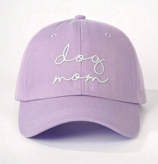 Embroidered "Dog Mom" Script Baseball Cap