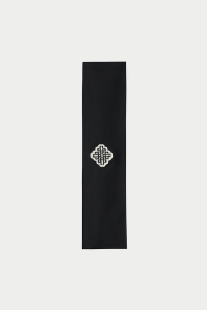 EMBROIDERED EMBLEM HEADBAND - MIDNIGHT GREY