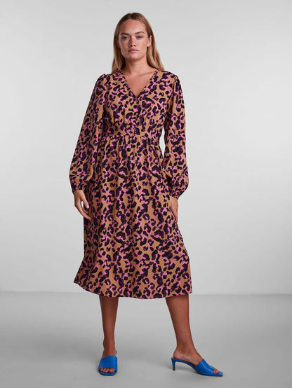 Erinn Midi Dress (Indian Tan/ Leo)