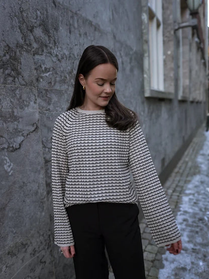 ESTER PATTERNED KNIT JUMPER (SANDSHELL/BLACK)