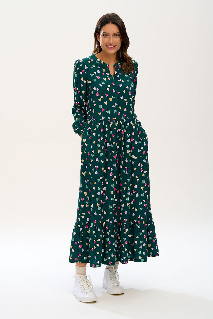 ESTHER MAXI SMOCK DRESS (GREEN)