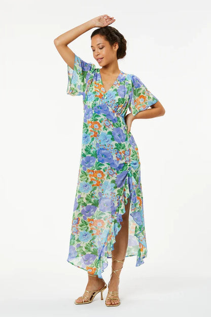 Eunice Patterned Long Dress (Purple)