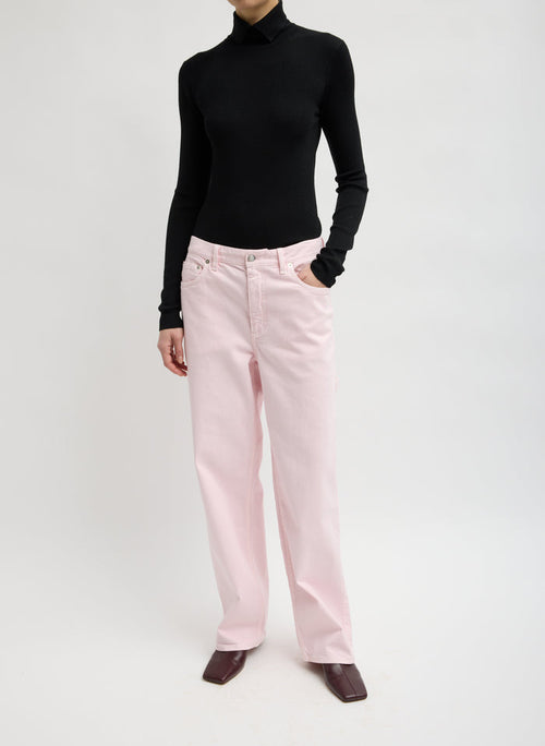 FEATHER WEIGHT RIBBED SWEATER SPLIT NECK TURTLENEC