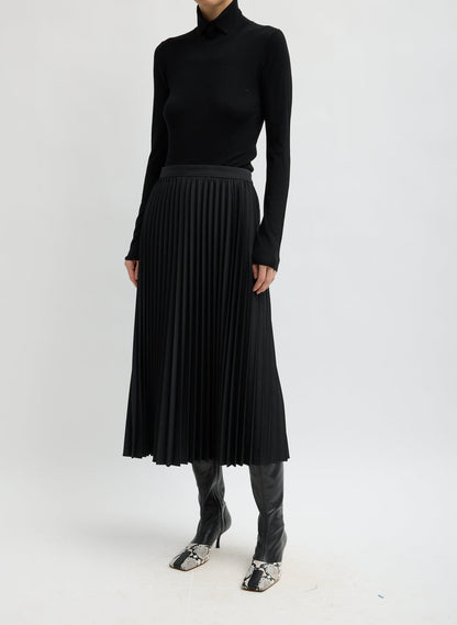 FEATHER WEIGHT RIBBED SWEATER SPLIT NECK TURTLENEC