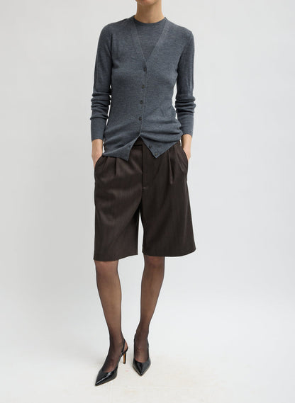 FEATHER WEIGHT RIBBED VNECK SLIM CARDIGAN