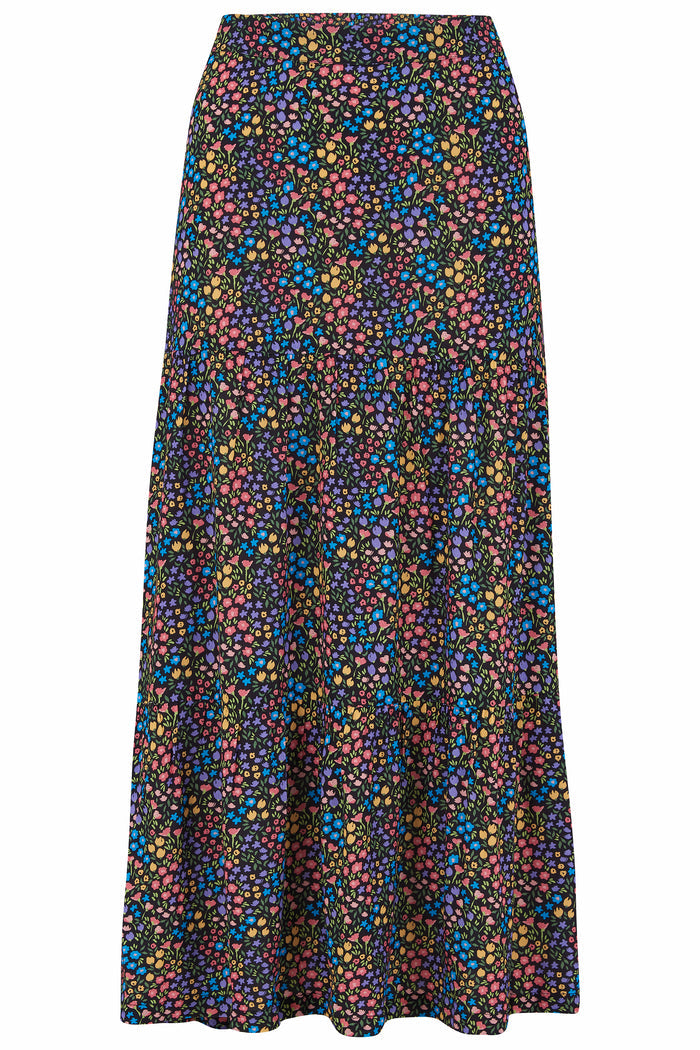 Felicity Tiered Skirt - Black/Multi, Ditsy Floral