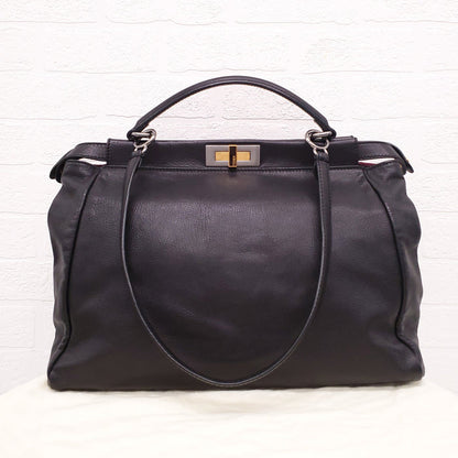 FENDI BLACK MEDIUM PEEKABOO BAG WITH PINK INTERIOR