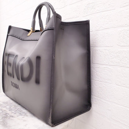 FENDI GREY LEATHER MEDIUM SUNSHINE TOTE