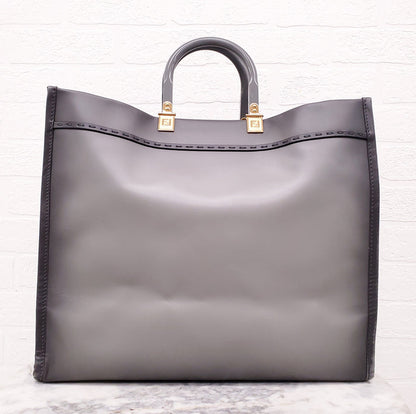 FENDI GREY LEATHER MEDIUM SUNSHINE TOTE