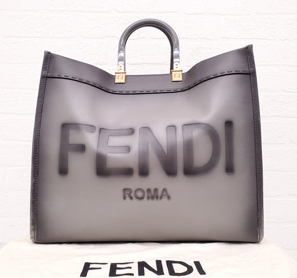 FENDI GREY LEATHER MEDIUM SUNSHINE TOTE