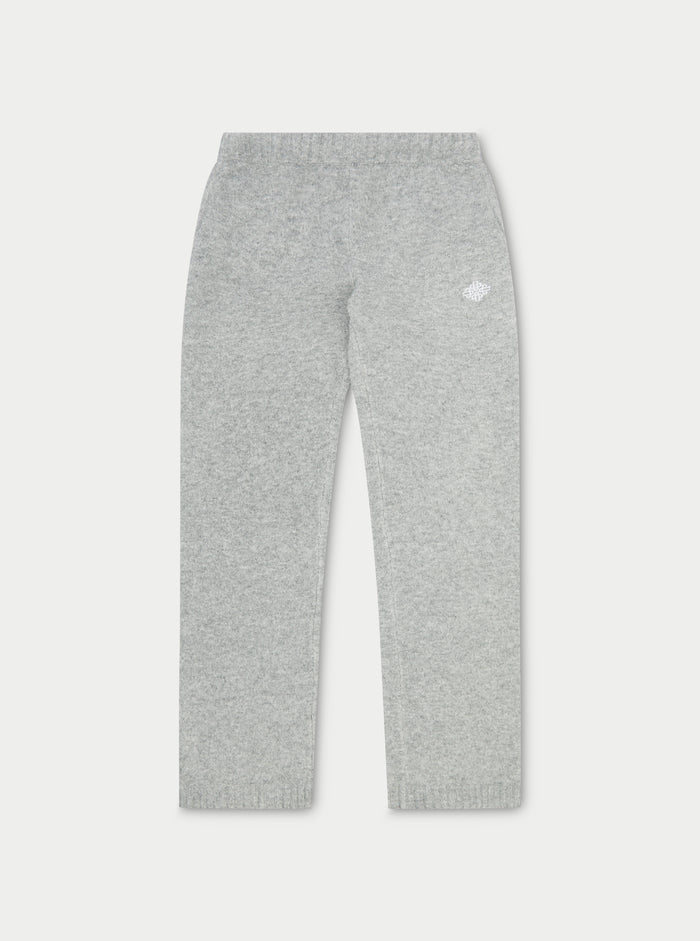 FLUFFY KNIT EMBLEM EMBROIDERED JOGGER - GREY MARL