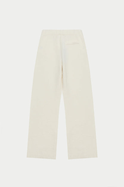 FLUFFY KNIT EMBLEM EMBROIDERED JOGGER - OFF-WHITE