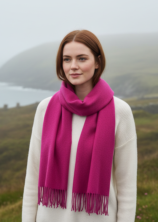 Foxford Lambswool Scarf | Solid Magenta Melange