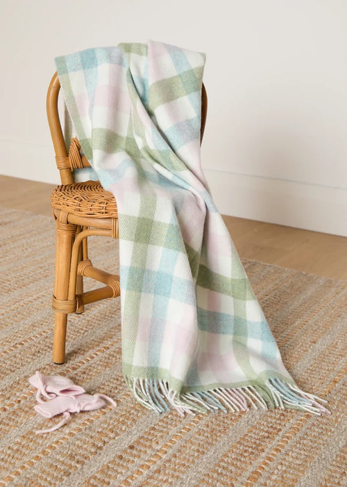 Foxford Pastel Check Lambswool Baby Blanket